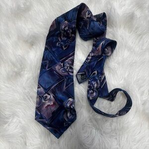 Christian Dior Monsier Blue and Pink Abstract 100% Silk Neck Tie